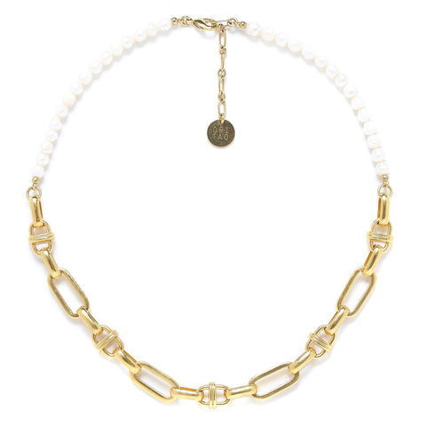 Ori Tao Bijoux Golden Links Pearl Necklace