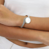 Ori Tao Bijoux Silver Swirl Mother Of Pearl Cuff Bracelet On