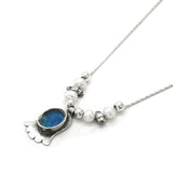 Roman Glass Hamsa With Pearls Necklace