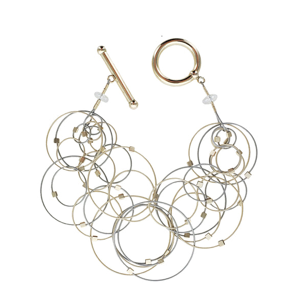 Silver Gold Interlocking Orbiting Hoops Bracelet