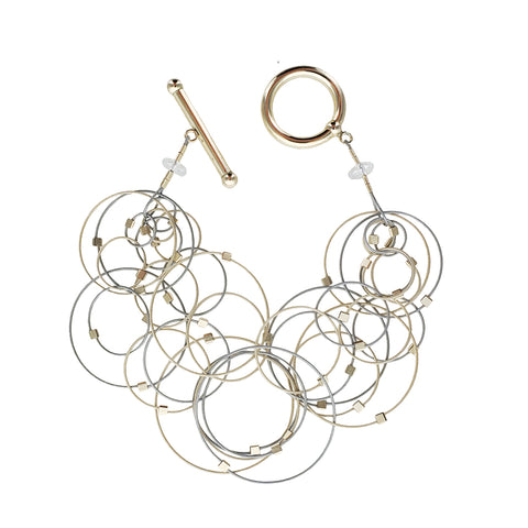 Silver Gold Interlocking Orbiting Hoops Bracelet