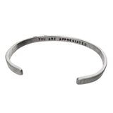 Sterling Silver You Are Appreciated Flower Cuff Bracelet Back
