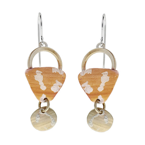 Whitney Patinaed Triangle Circle Drop Earrings