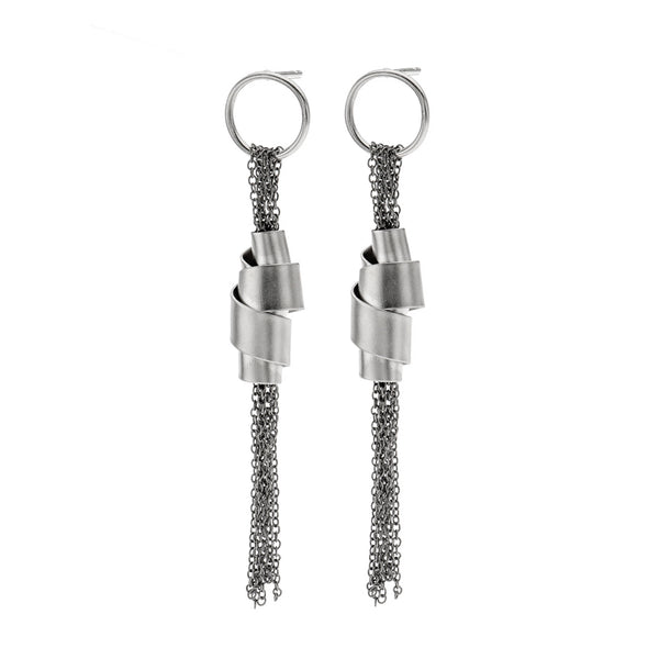 Zzan Israeli Edgy Twist Waterfall Post Earrings