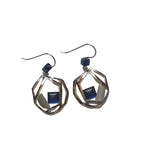 Christophe Poly Silver Web With Rich Blue Squares Earrings Another View