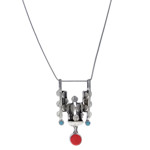 Osmose Alternating Circles Sticks Frame Drop Necklace