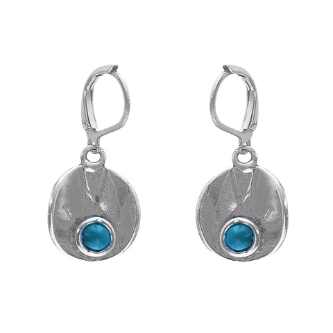Osmose Silver Blue Glass Circle Earrings