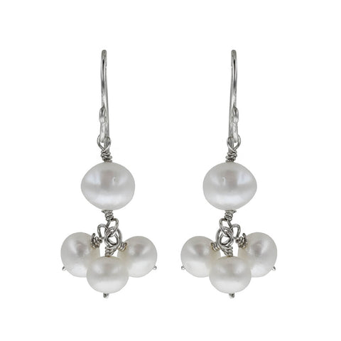 Ivory Freshwater Pearl Cluster Earrings