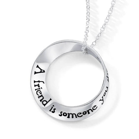 A Friend Is Someone You Share The Path With Sterling Silver Mobius Necklace