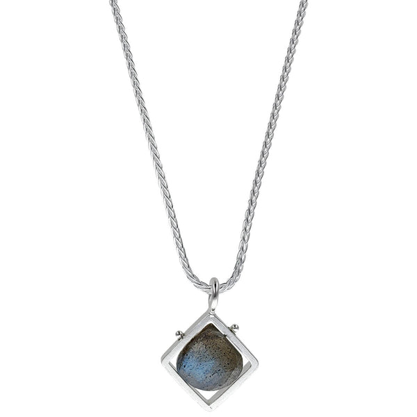 Ashka Dymel Irridescent Labradorite Cube Necklace