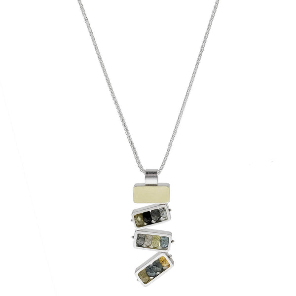  Ashka Dymel Mixed Metal Gemstone Waterfall Pendant Necklace