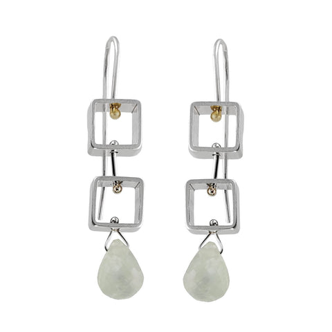 Ashka Dymel Swivelling Mini Square Briolette Drop Earrings