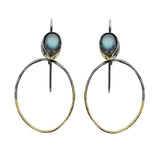 Austin Titus Labradorite Gold Silver Oval Hoop Earrings