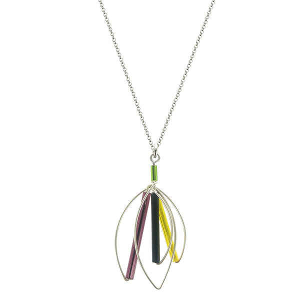 Barbie Levy Abstract Colorful Leaf Necklace