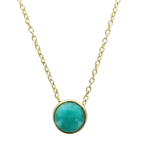 Betty Carre Round Amazonite Gold Necklace