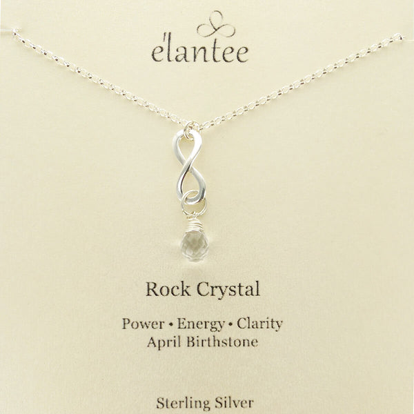 Rock Crystal April Birthstone Infinity Necklace On Quote Card