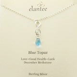 Blue Topaz December Birthstone Infinity Necklace On Card