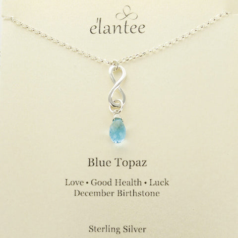 Blue Topaz December Birthstone Infinity Necklace On Card