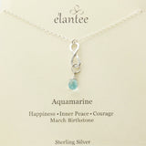 Aquamarine March Birthstone Infinity Necklace On Quote Card
