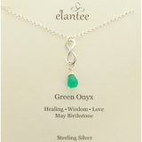 Green Onyx May Birthstone Infinity Necklace On Quote Card