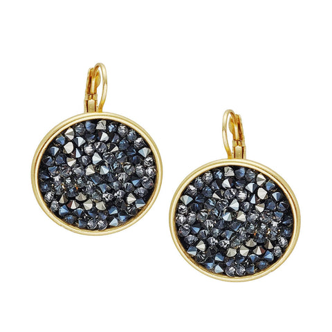 Black Diamond Crystal Disc Earrings By Aris