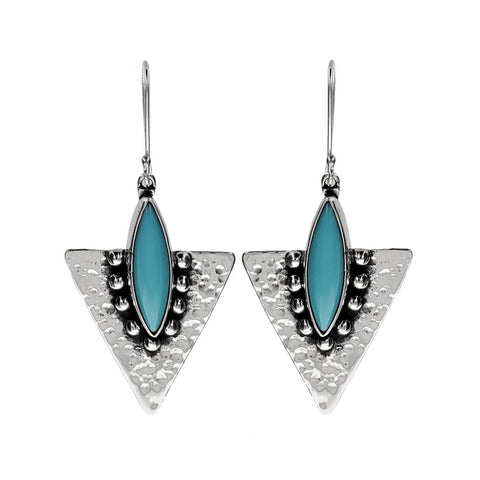  Blue Turquoise Marquise Arrowhead Earrings