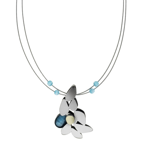 Christophe Poly Blue Cascading leaves Necklace