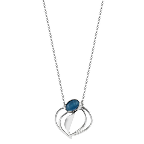 Christophe Poly Blue Full Blossom Chain Necklace