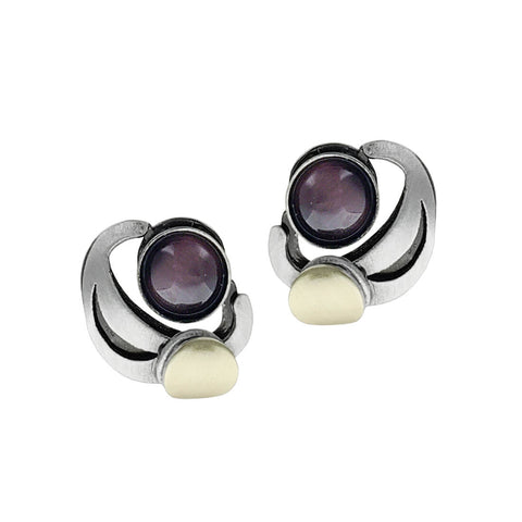 Christophe Poly Embraced Silver Purple Post Earrings