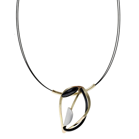  Christophe Poly Gold Black Wispy Heart Necklace