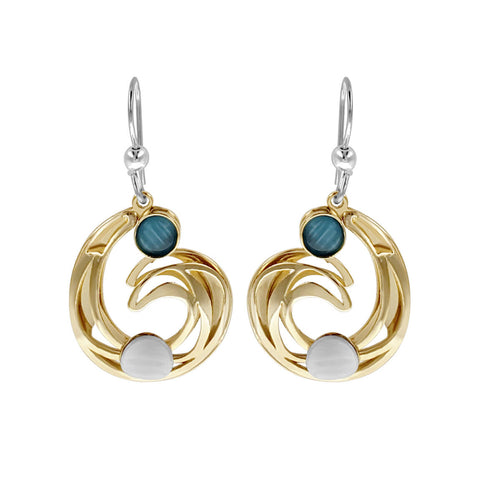 Christophe Poly Gold And Blue Swirl Earrings