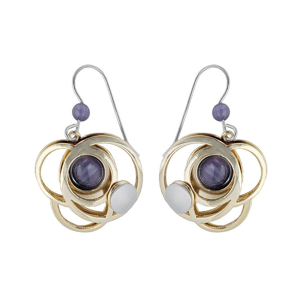 Christophe Poly Gold Purple Orbiting Circles Earrings