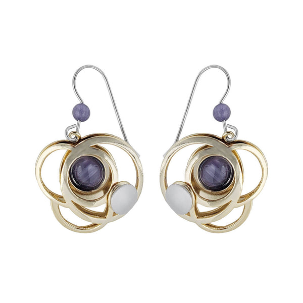 Christophe Poly Gold Purple Orbiting Circles Earrings