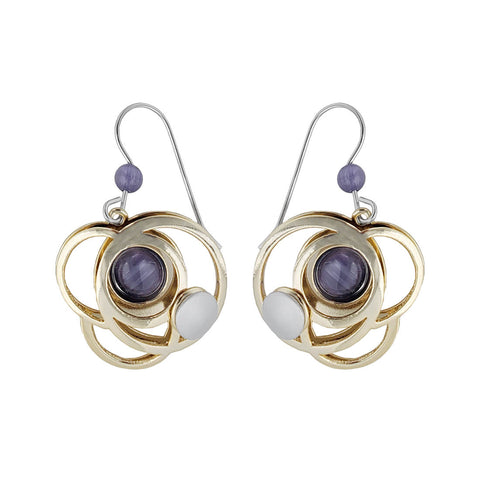 Christophe Poly Gold Purple Orbiting Circles Earrings
