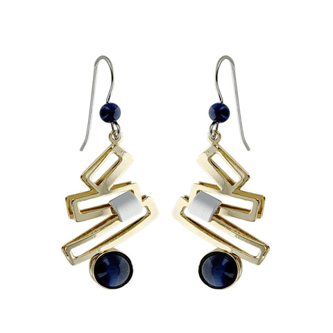 Christophe Poly Kinetic Art With Blue Earrings