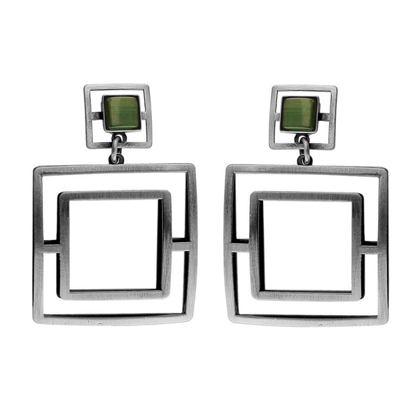 Christophe Poly Large Fresh Modern Squares Green Post Earrings