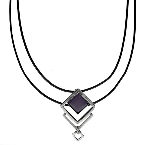 Christophe Poly Layered Diamond Purple Necklace