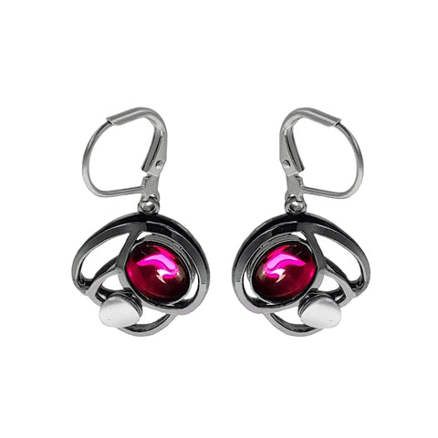 Christophe Poly Mini Stained Glass Window Lever Back Silver Earrings