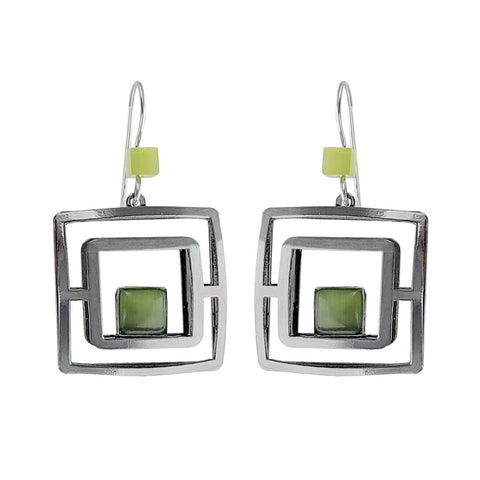 Christophe Poly Modern Squares Green Earrings
