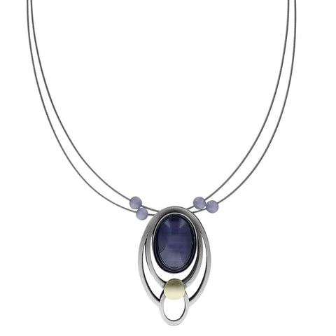 Christophe Poly Silver Purple Hidden Spring Pendant Necklace