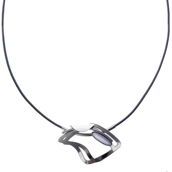 Christophe Poly Wavy Square Leather Pendant Necklace