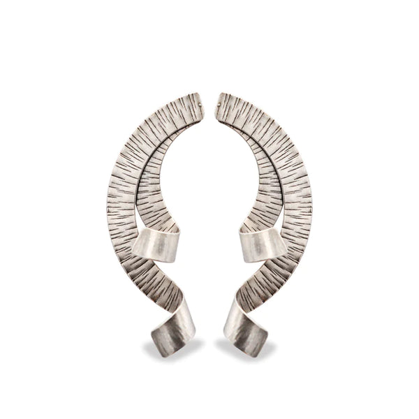 Curling Crescent Moon And Sea Post Earrings By Aris