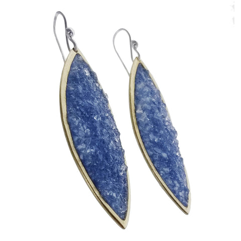 David Urso Bronze Slate Blue Quartz Marquies Earrings Another View