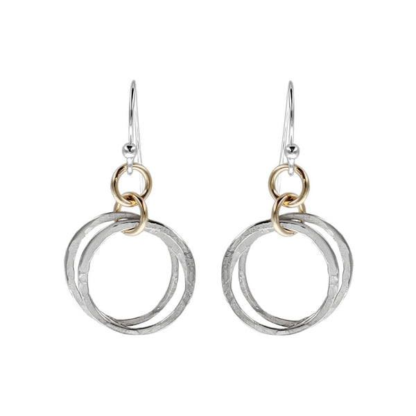 Double Sterling Mixed Metal Double Hoop Earrings