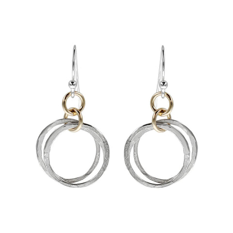 Double Sterling Mixed Metal Double Hoop Earrings