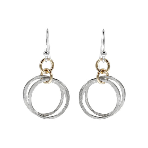 Double Sterling Mixed Metal Hoop Earrings