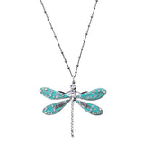 Dragonfly Sea Blue Pendant Necklace