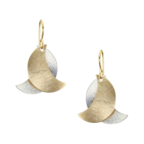  Marjorie Baer Silver Gold Crescent Moon Earrings