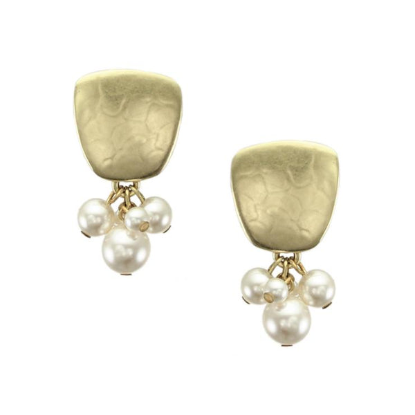 Marjorie Baer Golden Pearl Cluster Clip Earrings