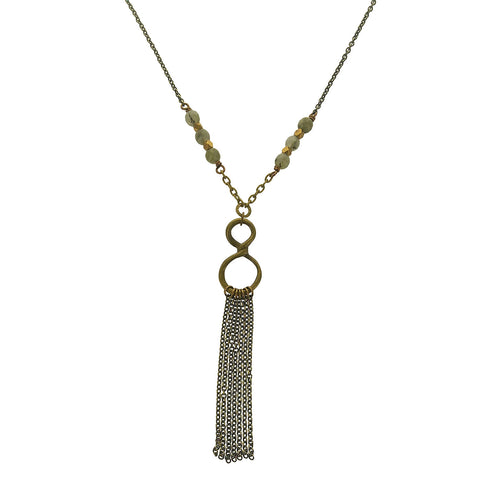 Edgy Petal Infinity Tassel Labtadorite Necklace